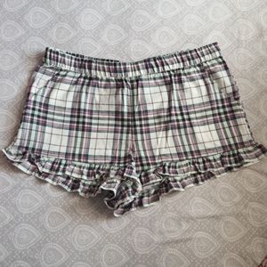 Xhiliration Plaid Ruffle Sleep Shorts